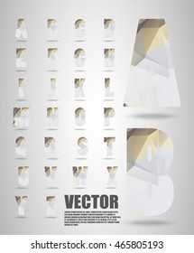 Vector alphabet mosaic font Low poly font on polygon concept vector. Abstract letters.