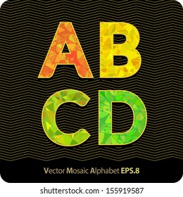 Vector alphabet mosaic. The letters A, B, C, D. Eps8.