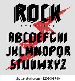 Vector alphabet for music poster design, t shirt graphics and other using. Gothic style font with shadow effect. Plus grunge texture as a bonus