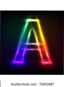 Vector alphabet.  Neon  letter A