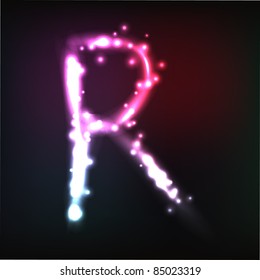 Vector alphabet. Neon letter