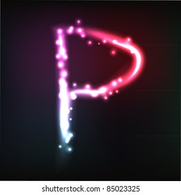 Vector alphabet. Neon letter