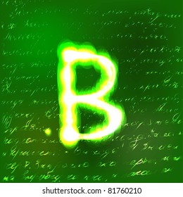 Vector alphabet. Neon letter B