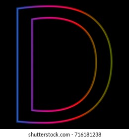 Vector Alphabet. neon letter D logo. abstract colorful alphabet . Font style - vector illustration. 