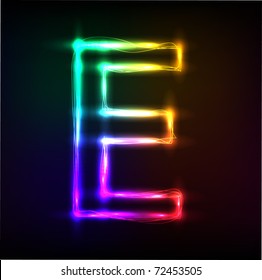 Vector alphabet.  Neon  letter E