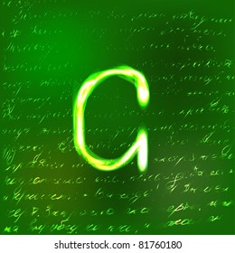 Vector alphabet. Neon letter G
