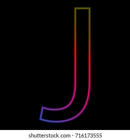 Vector Alphabet. neon letter J logo. abstract colorful alphabet . Font style - vector illustration. 