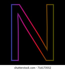 Vector Alphabet. neon letter N logo. abstract colorful alphabet . Font style - vector illustration. 