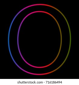 Vector Alphabet. neon letter O logo. abstract colorful alphabet . Font style - vector illustration. 
