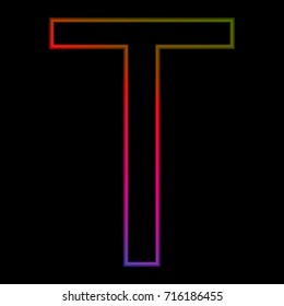 Vector Alphabet. neon letter T logo. abstract colorful alphabet . Font style - vector illustration. 