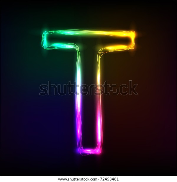 Vector Alphabet Neon Letter T Stock Vector (Royalty Free) 72453481