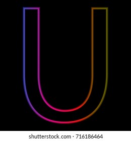 Vector Alphabet. neon letter U logo. abstract colorful alphabet . Font style - vector illustration. 