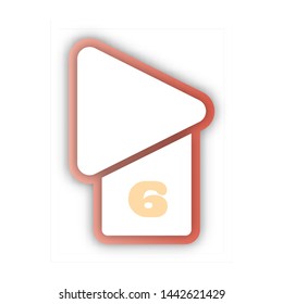 Vector alphabet. Number 6 (six) logo template. Material design, flat, line, glossy, twisted style