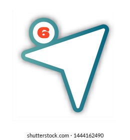 Vector alphabet. Number 6 (six) logo template. Material design, flat, line, glossy, twisted style