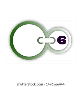 Vector alphabet. Number 6 (six) logo template. Material design, flat, line, glossy, twisted style
