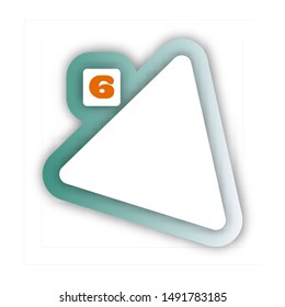 Vector alphabet. Number 6 (six) logo template. Material design, flat, line, glossy, twisted style
