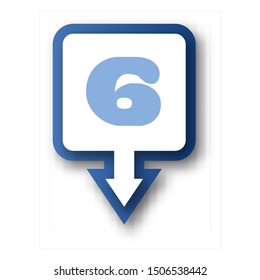 Vector alphabet. Number 6 (six) logo template. Material design, flat, line, glossy, twisted style
