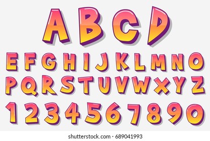 Vector alphabet and numbers, can be used for game design or user interface