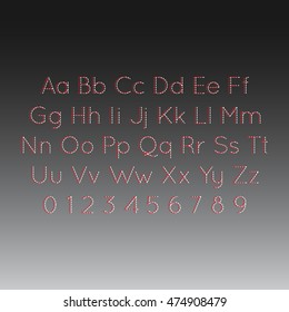Vector alphabet and numbers in the dotted line