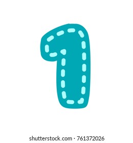 Vector alphabet  numbers one embroidery colorfull 1