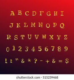Vector alphabet, numbers, signs and symbols