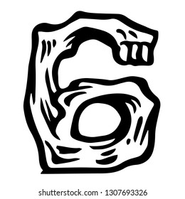 Vector alphabet and numeral 6 Skull white numeral in hipster style. Ideal for use as headline or sub-head text in you design: logo, t-shirt, poster, label, book cover. 
