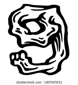 Vector alphabet and numeral 9 Skull white numeral in hipster style. Ideal for use as headline or sub-head text in you design: logo, t-shirt, poster, label, book cover. 
