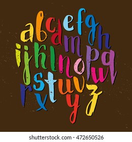vector alphabet on a dark background. colored beautiful lettering. capital letters.  for learning