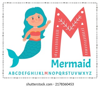 Vector alphabet on sea pirate's theme. Letter M.