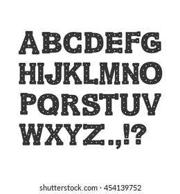 Vector  alphabet on white background with dots inside