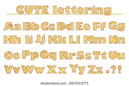 Vector alphabet on white isolated background. Stylized vector latin alphabet in beige shades on a white isolated background.
