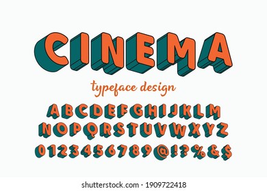 alfabeto vectorial, fondo anaranjado y blanco, letras y números, vector tipográfico, fuente vintage