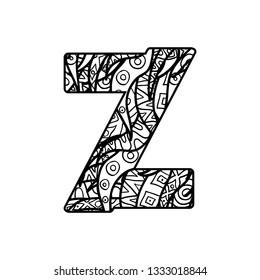 Vector alphabet with ornate ornament.