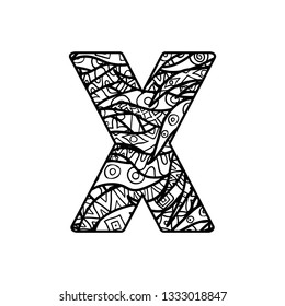 Vector alphabet with ornate ornament.