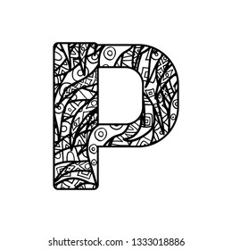 Vector alphabet with ornate ornament.