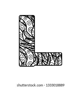 Vector alphabet with ornate ornament.