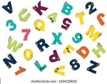 vector alphabet pattern with dinosaurs on a white background