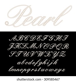 vector alphabet with pearls