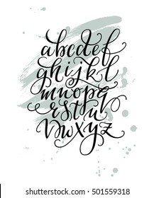Vector alphabet poster. Hand written latin letters with flourishing.
