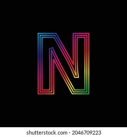 Vector Alphabet. rainbow letter N logo. abstract colorful alphabet . Font style - vector illustration LGBT, pride, gay alphabet