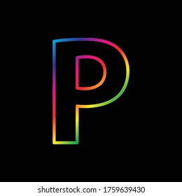 Vector Alphabet. rainbow letter P logo. abstract colorful alphabet . Font style - vector illustration LGBT, pride, gay alphabet