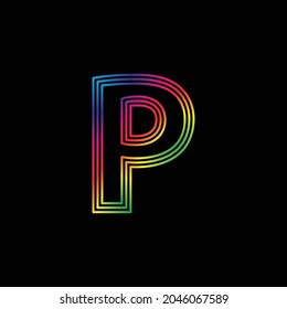 Vector Alphabet. rainbow letter P  logo. abstract colorful alphabet . Font style - vector illustration LGBT, pride, gay alphabet