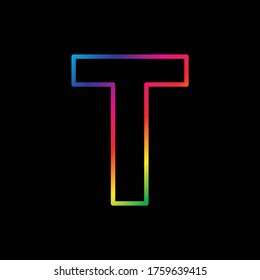 Vector Alphabet. rainbow letter T logo. abstract colorful alphabet . Font style - vector illustration LGBT, pride, gay alphabet