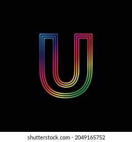 Vector Alphabet. rainbow letter U logo. abstract colorful alphabet . Font style - vector illustration LGBT, pride, gay alphabet