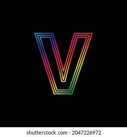 Vector Alphabet. rainbow letter V logo. abstract colorful alphabet . Font style - vector illustration LGBT, pride, gay alphabet