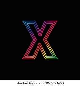 Vektor Alphabet. Regenbogenbrief X Logo. abstraktes bunter Alphabet. Schriftstil - Vektorgrafik LGBT, Stolz, Gay-Alphabet