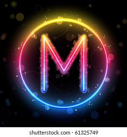 Vector - Alphabet Rainbow Lights in Circle Button