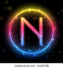 Vector - Alphabet Rainbow Lights in Circle Button
