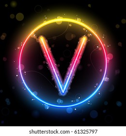Vector - Alphabet Rainbow Lights in Circle Button