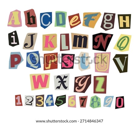 Vector alphabet of ransom note style collection